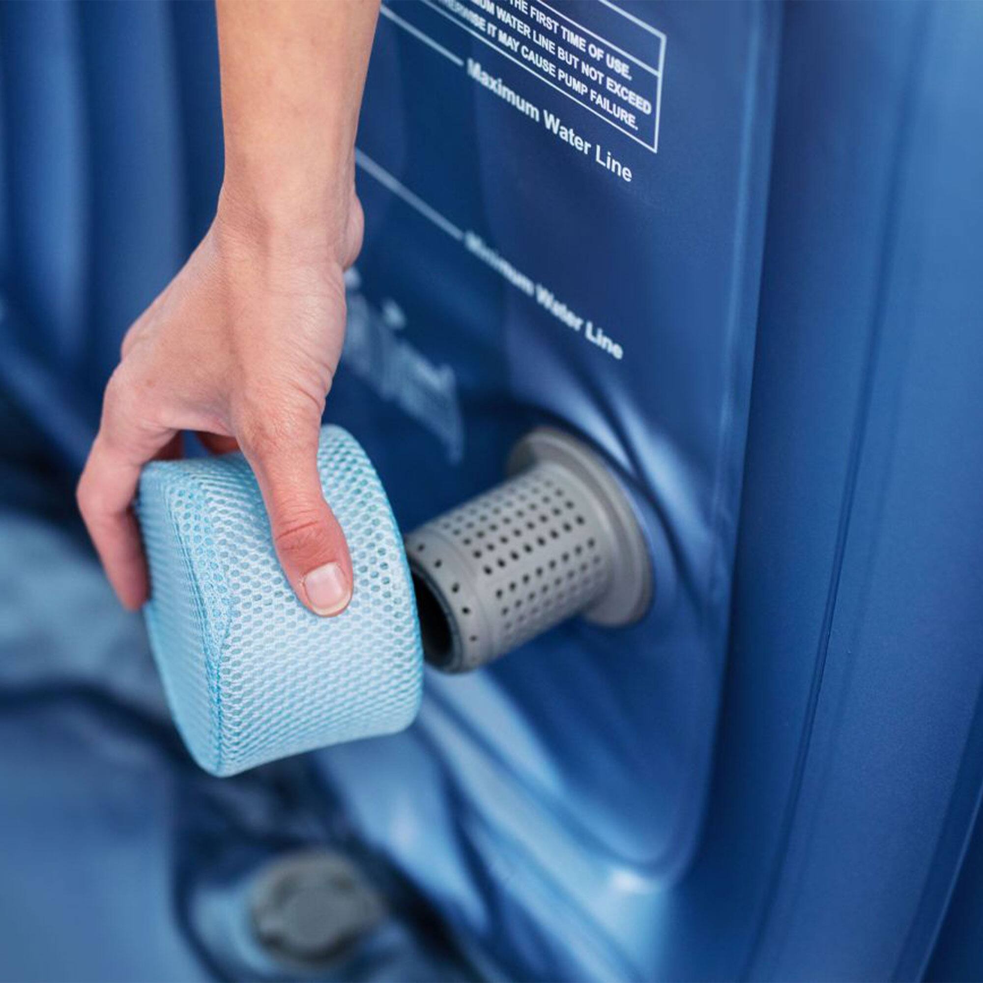 The text on the image reads:

"THE FIRST TIME OF USE, THE WATER LINE MAY CAUSE PUMP FAILURE. DO NOT EXCEED MAXIMUM WATER LINE."

"Maximum Water Line"