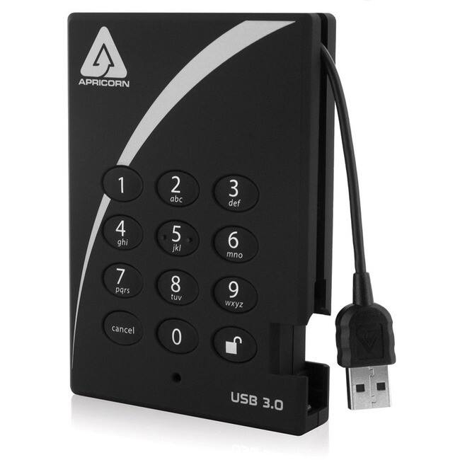 APRICORN

1 abc
2 def
3 ghi
4 jkl
5 mno
6 pqrs
7 tuv
8 wxyz
cancel 0

USB 3.0