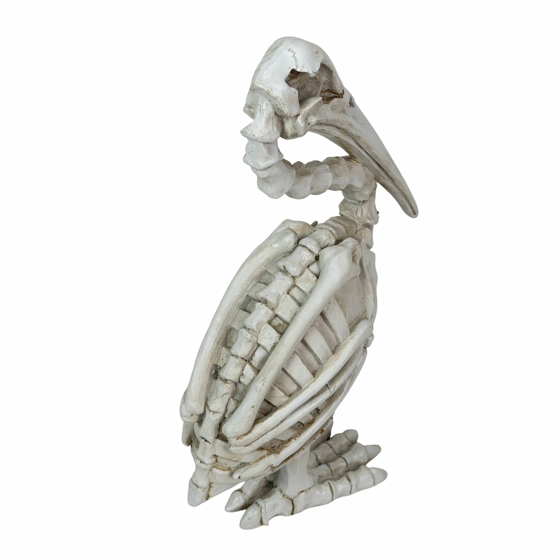 Alt View 2. Fancy That - Pelican Skeleton Statue White Distressed Resin Gothic Tabletop Decor 11.5 Inch - White.