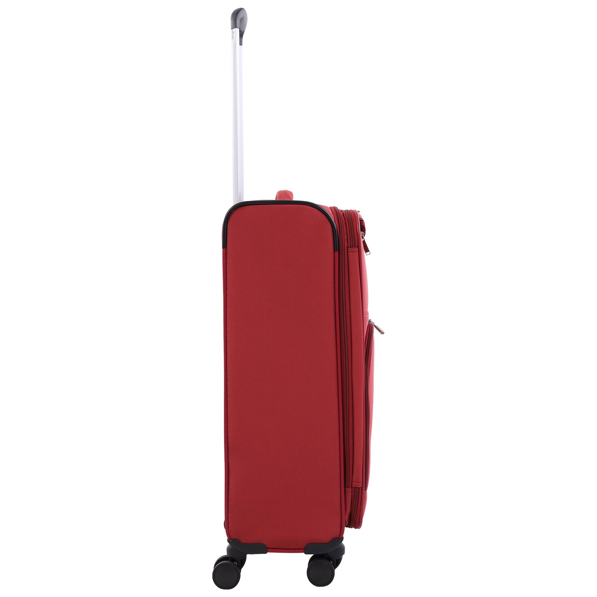 Left. Martha Stewart - 27" Softside Luggage – Expandable Spinner Suitcase with 8 Wheels & Front Zip Pockets - TERRA COTTA.