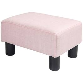 Homcom - Small Cube Ottoman Foot Rest w/ Linen Upholstery & Plastic Legs - Pink