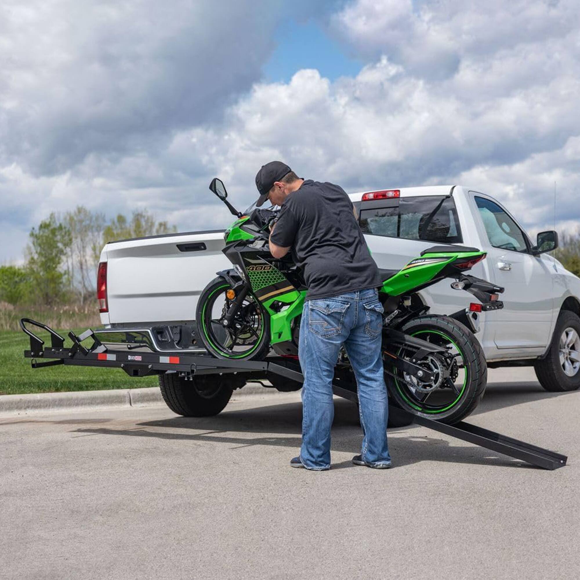 Alt View 4. Black Widow - Black Widow Motorcycle Bike Carrier with Ramp for 2" Hitch, 600 Pound Capacity - Black.