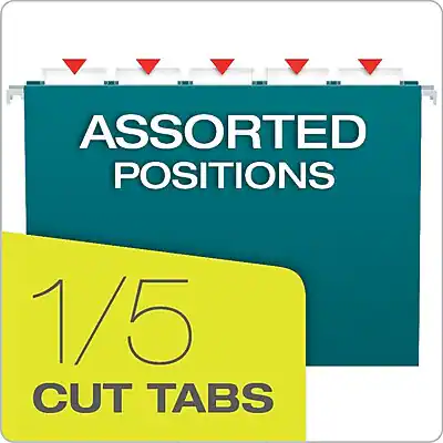 Pendaflex Recycled Hanging File Folders, 1/5 Tab, Letter Size, 25/Box ...