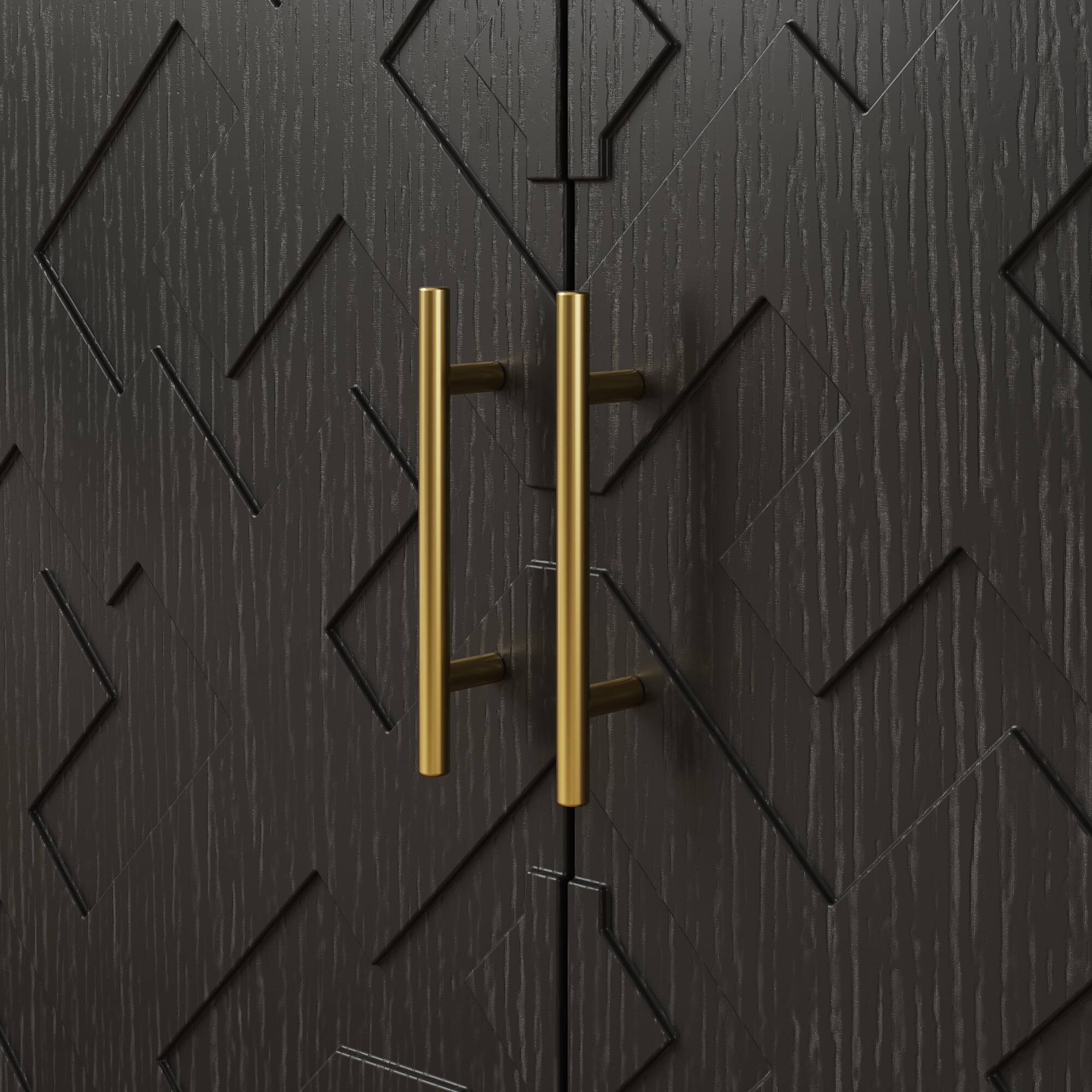 Alt View 4. Famapy - Famapy Modern Patterned Storage Cabinet with Anti - Tip & Metal Handles - Black.