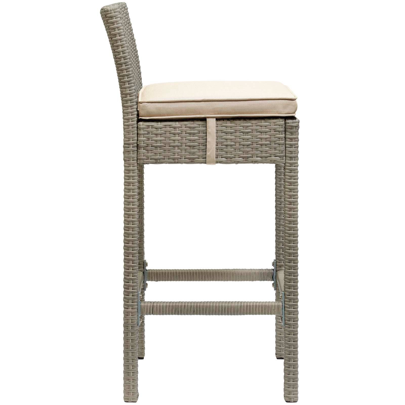 Back. Modway - Conduit Outdoor Patio Wicker Rattan Bar Stool Set of 4 by Modway - Light Gray Beige.