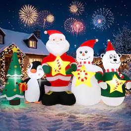 Wisairt - 6FT Christmas Inflatable Santa Claus Outdoor Yard Decoration with Built-in LED lihgts, 10s Fast Blow-up - Green|White|Red