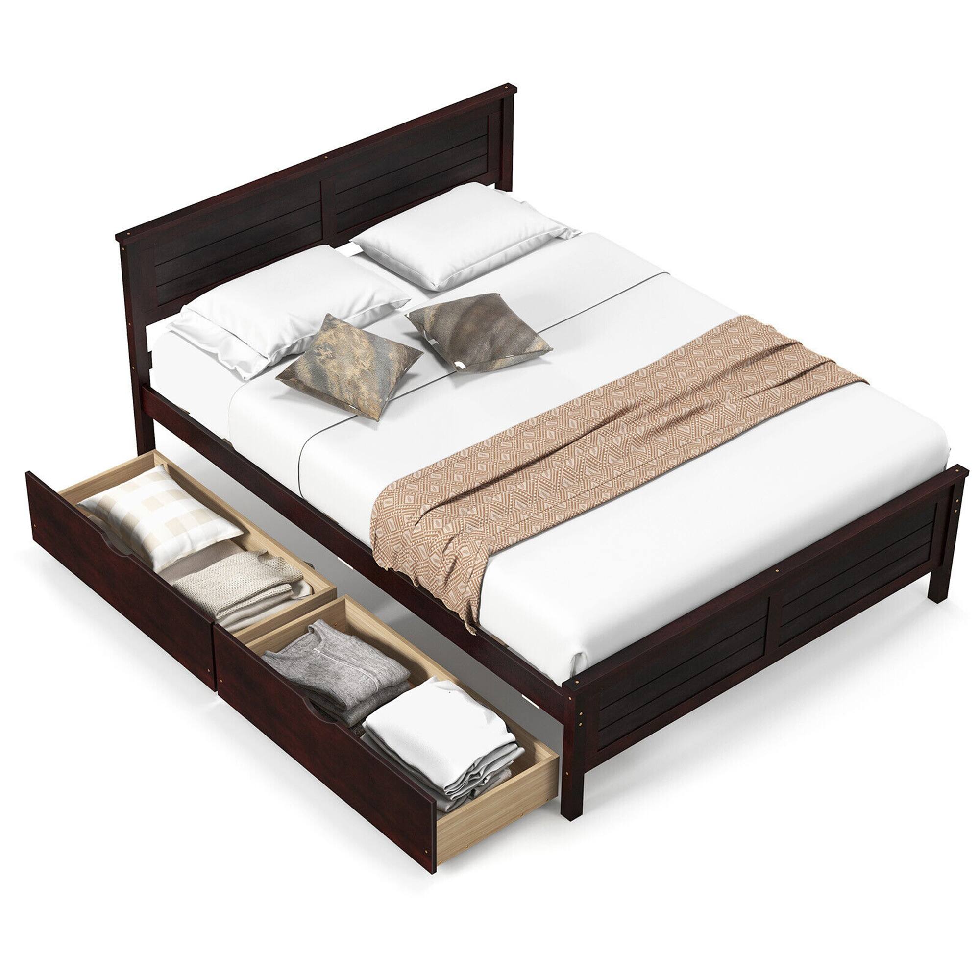 Alt View 1. Gymax - Gymax Full Size Wooden Bed Frame with 2 Storage Drawers & Under-bed Storage Espresso - Espresso.