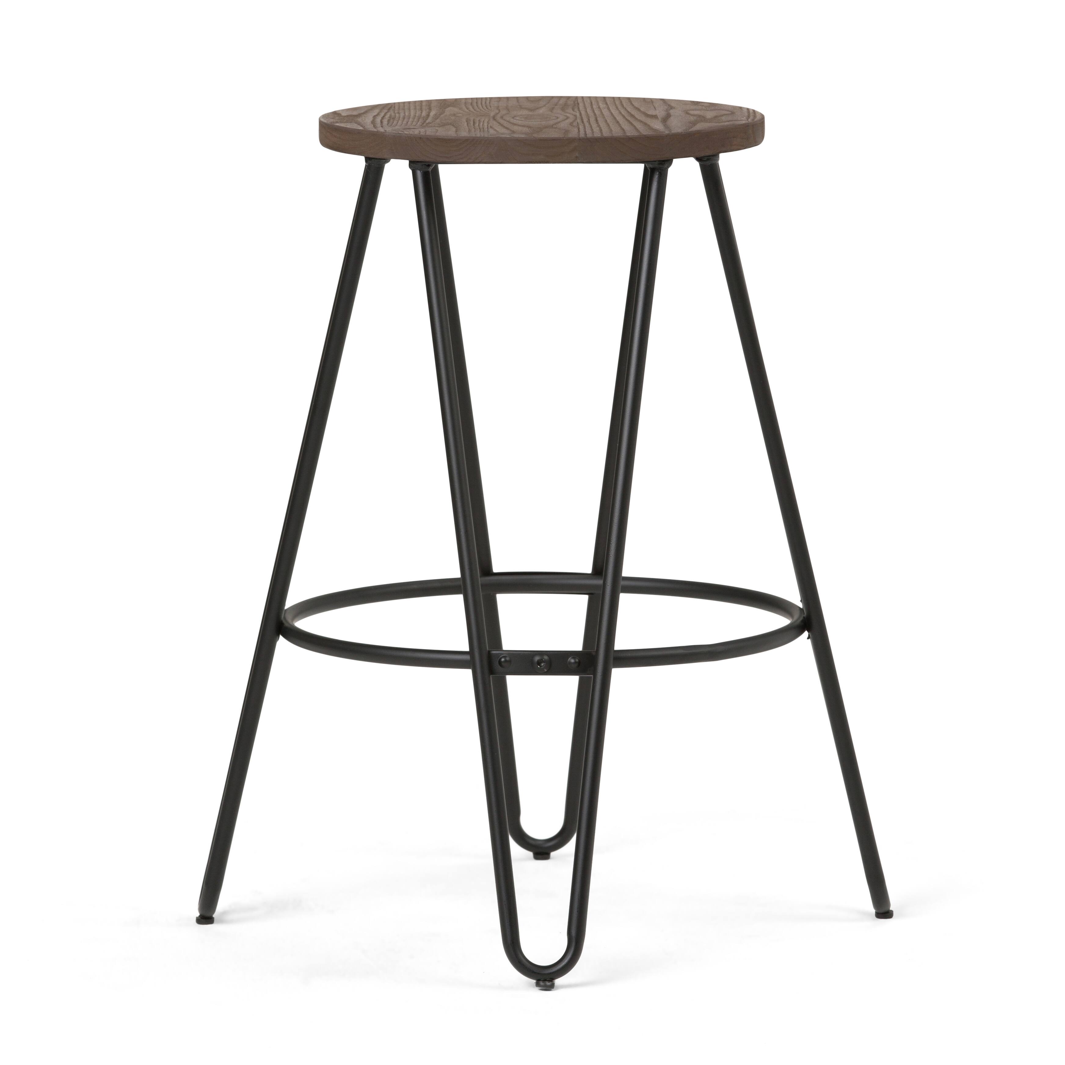 Alt View 11. Simpli Home - Simeon Metal Counter Height Stool with Wood Seat - Cocoa Brown / Black.