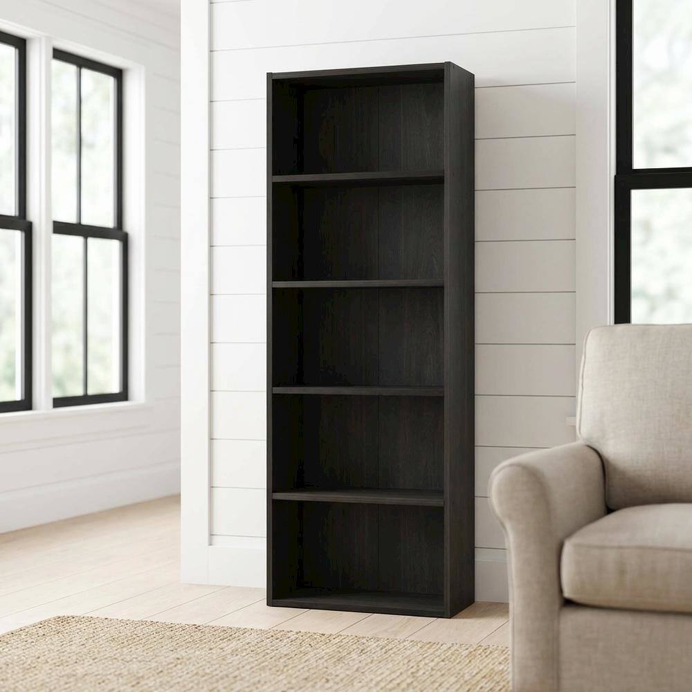 Angle. FurniFact - Wooden Bookcase with Open Shelving for Home and Office Storage - Espresso.