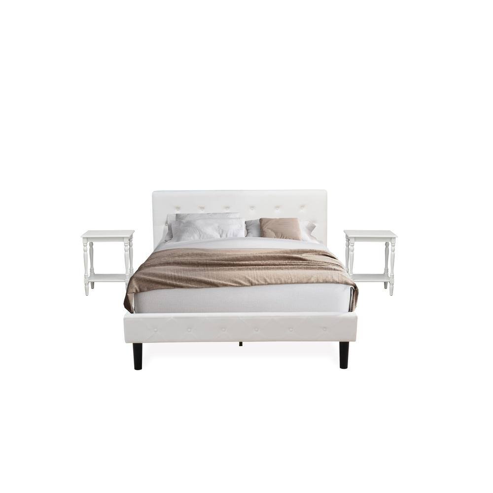 Alt View 4. East West Furniture - NL19Q-2BF14 3 Piece Bedroom Set - 1 Queen Bed White Velvet Fabric Headboard and 2 Night Stands - Urban Gray Finish - White Velvet.