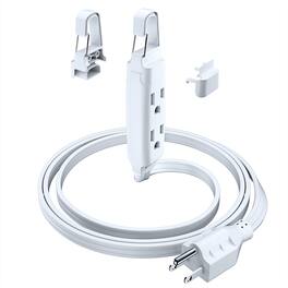 Maximm - Extension Cord 4 ft 3-Outlet 16 Gauge Wire Power Cord with Removable-Hook System - UL Certified - White