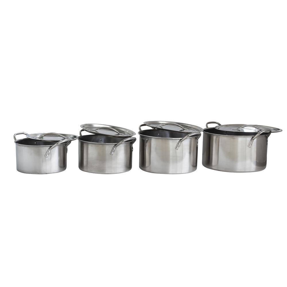 Angle. AmeriHome - 8 Piece Stainless Steel Stock Pot Set - Silver.