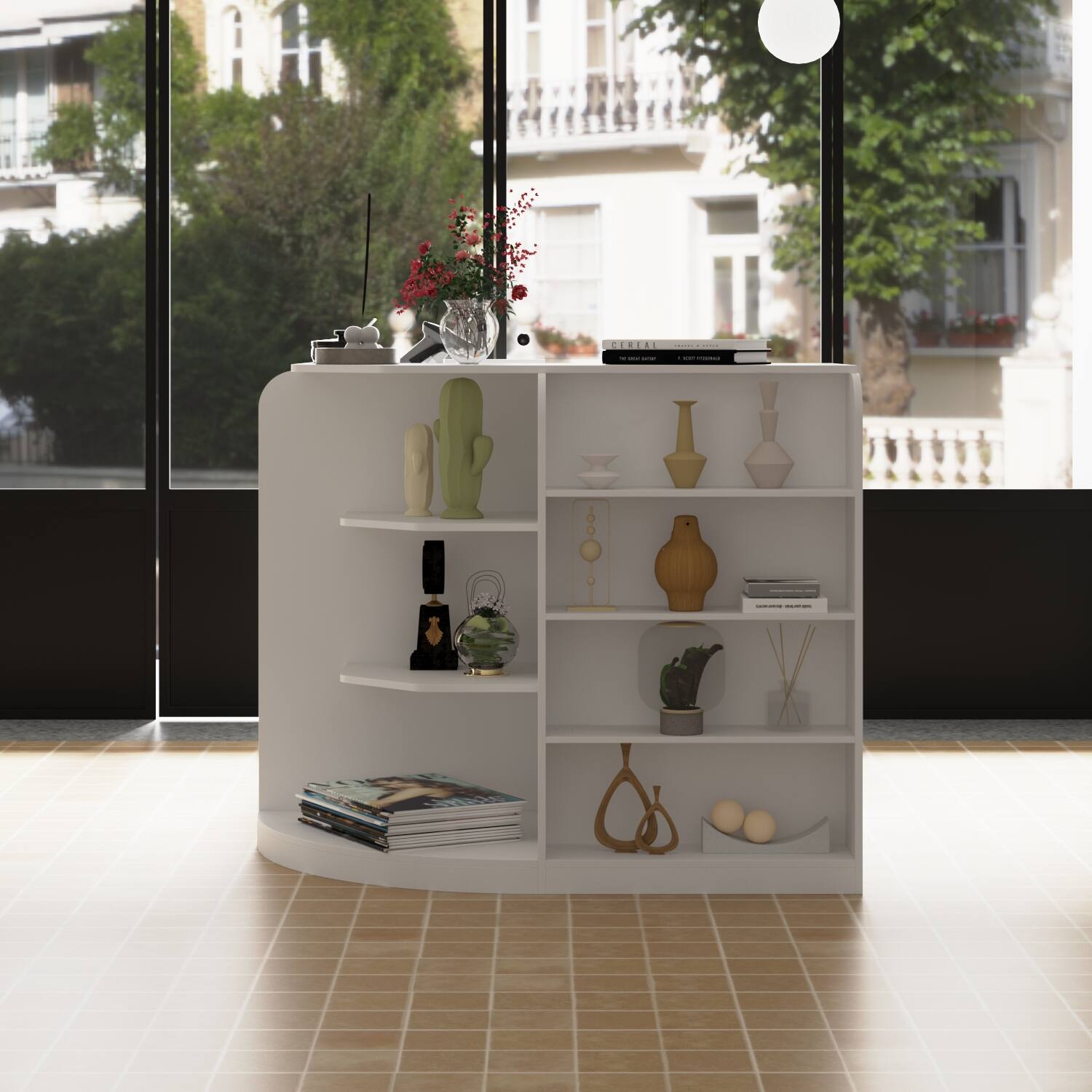 Alt View 2. Famapy - Famapy Multifunctional Reception Desk with Shelving: Stylish, Spacious & Organized - White.