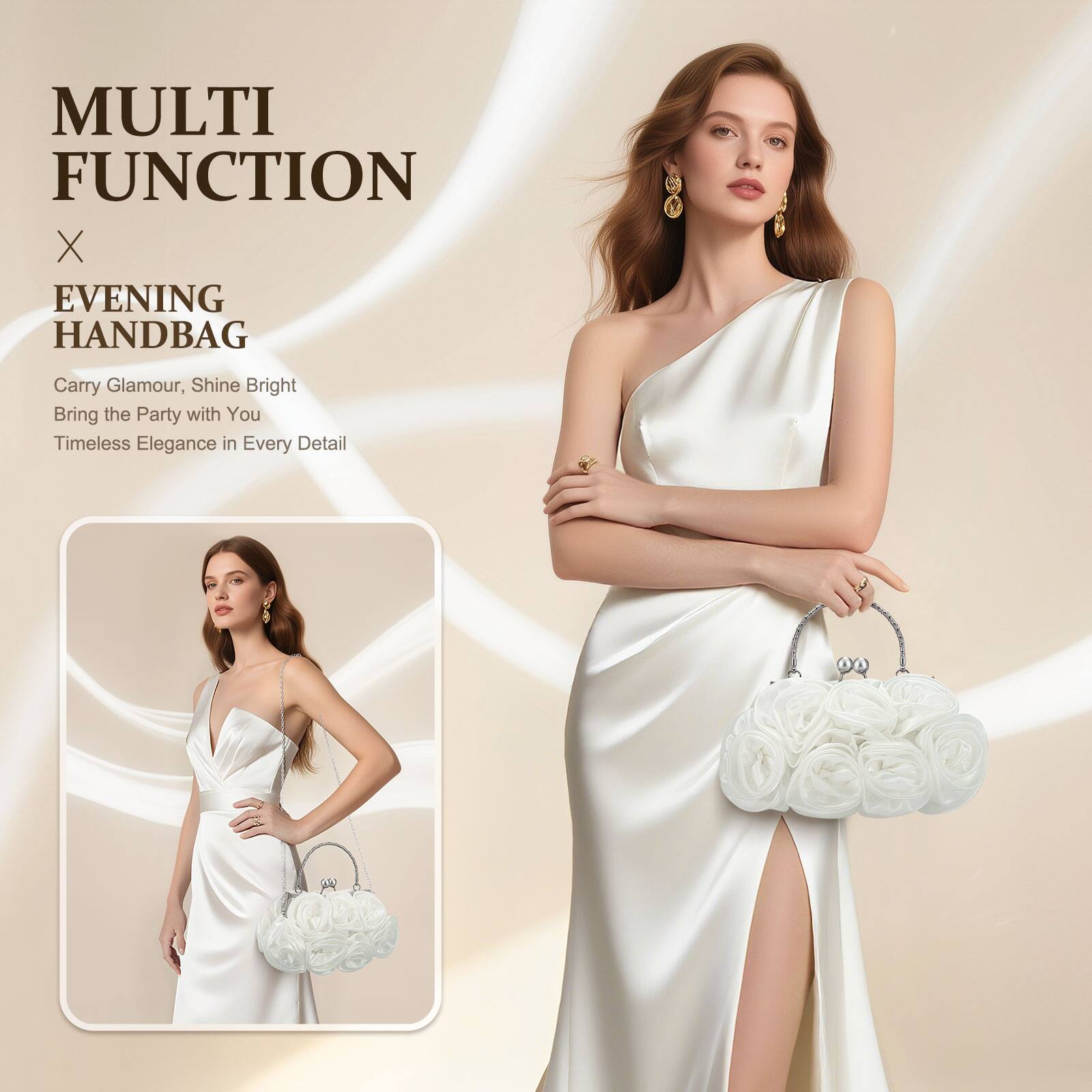 MULTI FUNCTION X EVENING HANDBAG  
Carry Glamour, Shine Bright  
Bring the Party with You  
Timeless Elegance in Every Detail