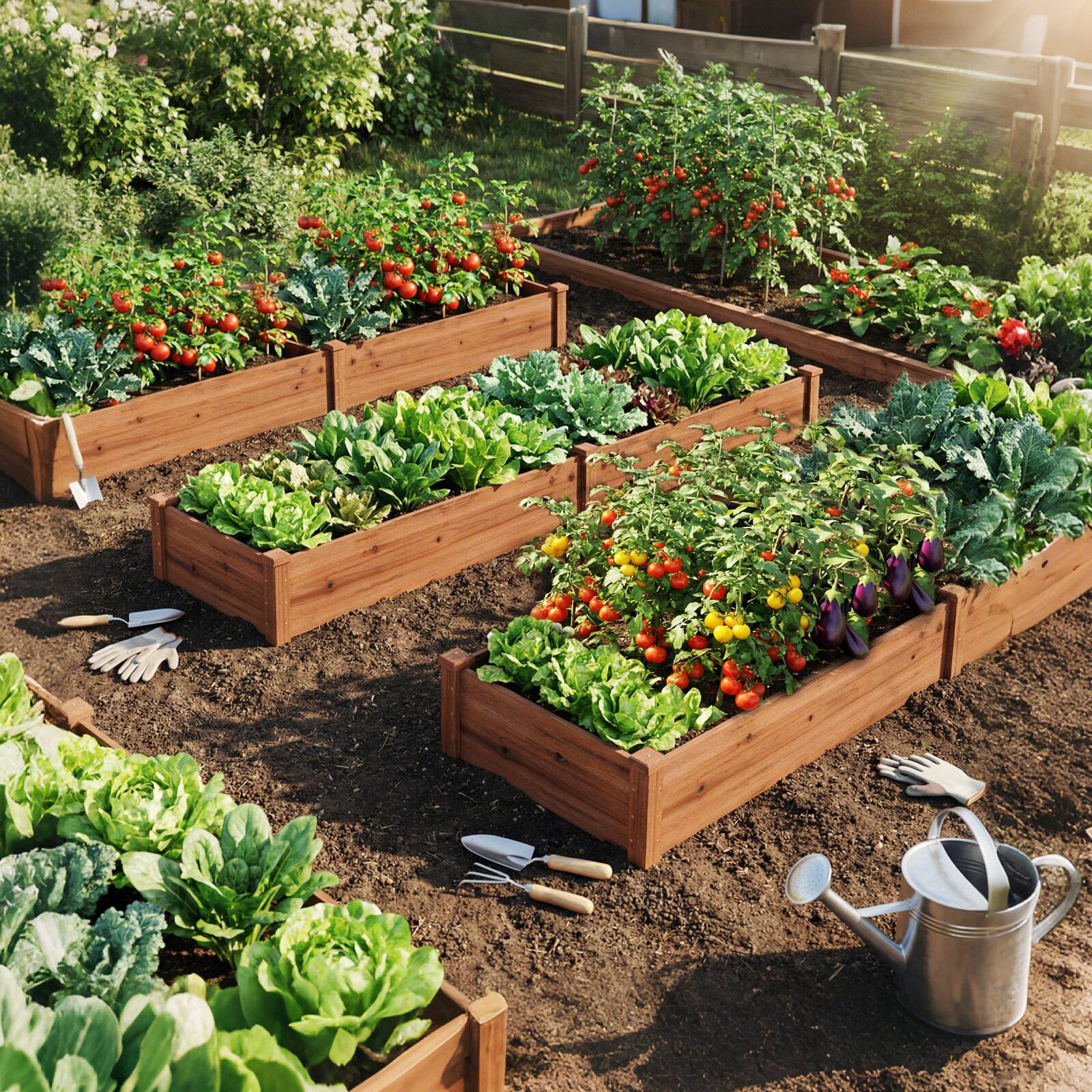 Alt View 4. Costway - Costway 1 PCS Wooden Raised Garden Bed Outdoor Wood Planter Box for Vegetables Flowers Fruit - Brown.