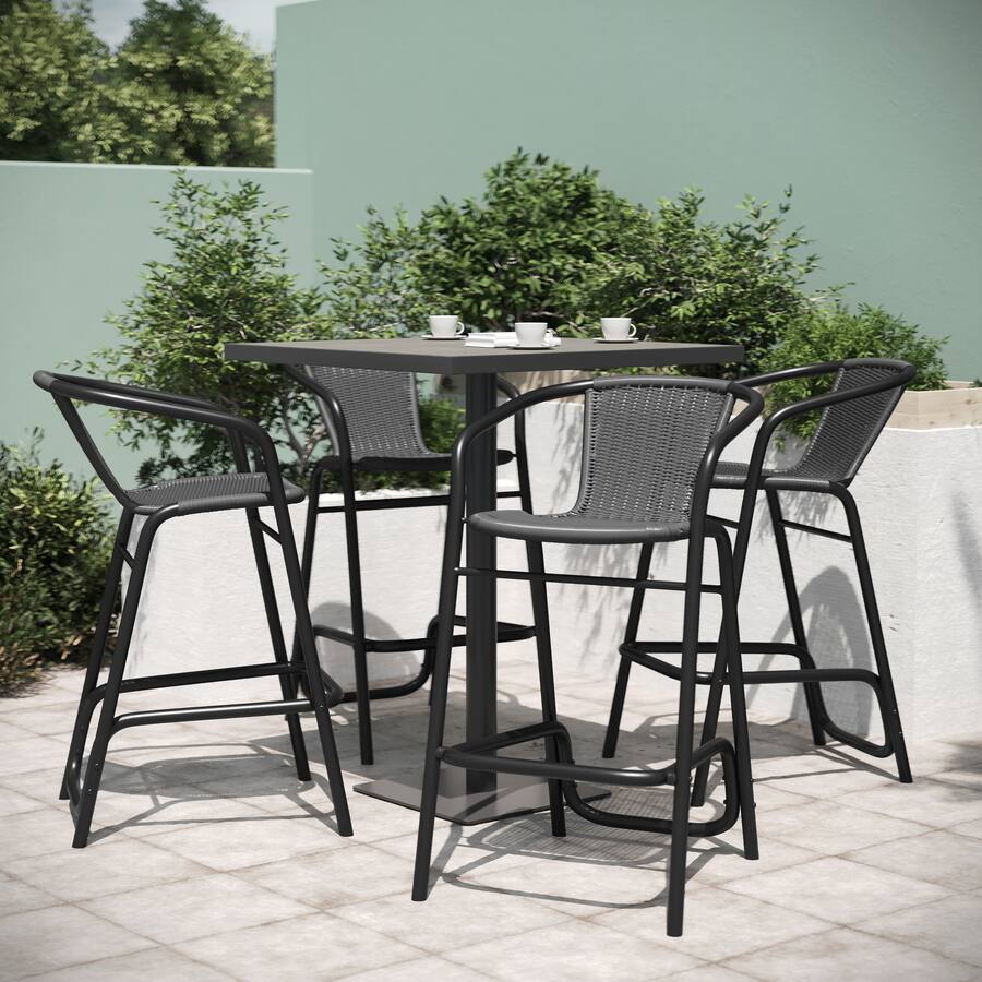 Emma Rhea Emma + Oliver Rhea Set of Four Indoor/Outdoor Restaurant Style Rattan ...