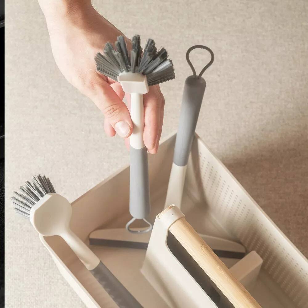 Alt View 5. OU - OU 8-Piece Home Cleaning Tools Set – Silicone Squeegee, Scrub Brushes, Organizer Caddy & More.