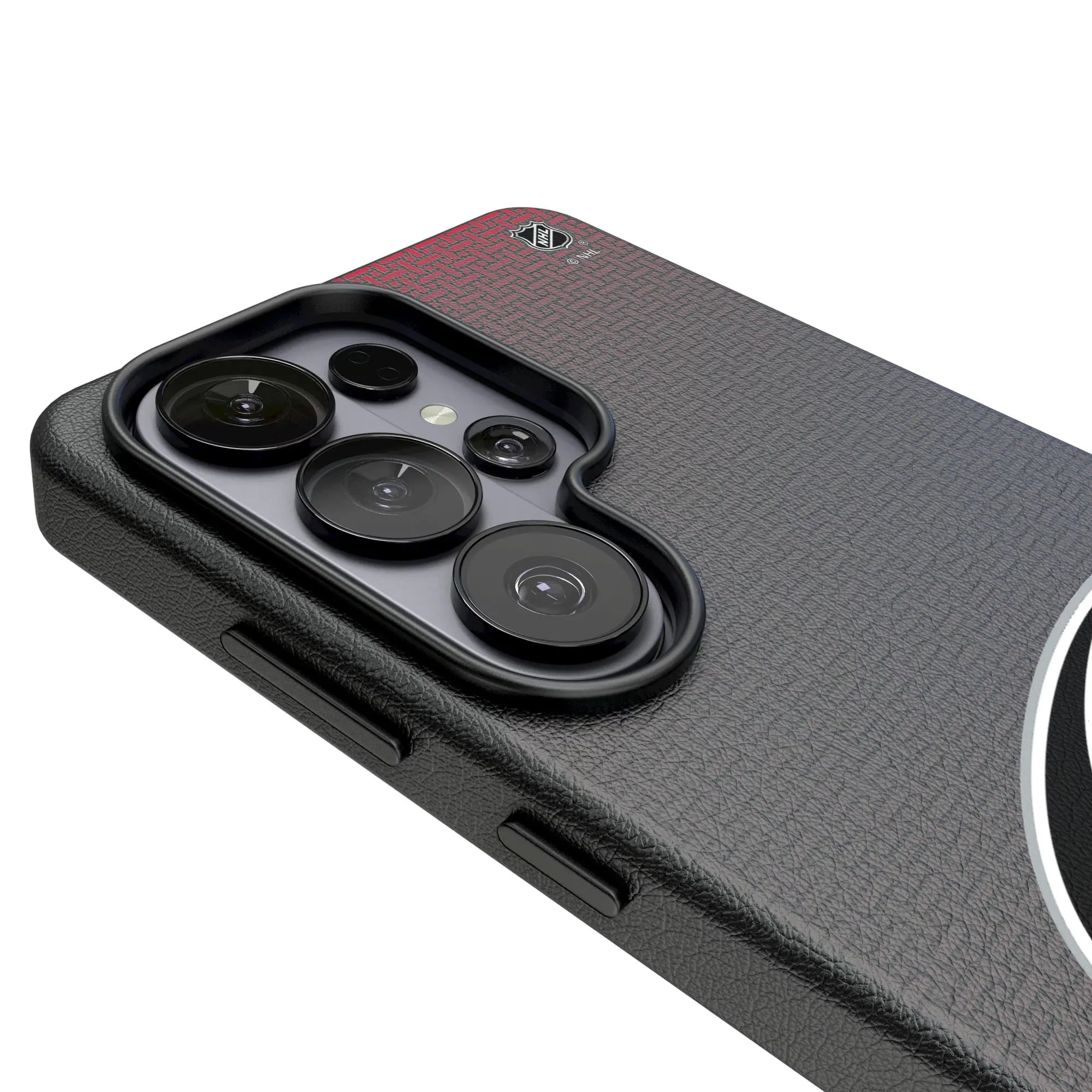Alt View 2. Keyscaper - Carolina Hurricanes Linen Galaxy Magnetic Bump Case - S25 Ultra - Black.