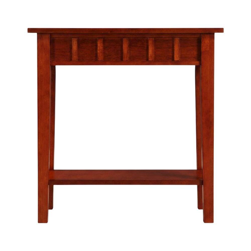 Angle. FurniFact - Mahogany End Table with Shelving for Stylish Living Spaces - Mahogany.