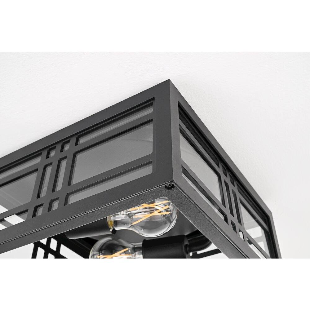 Alt View 2. Elegant Lighting - Harley 11 inch Outdoor Flush Mount Ceiling Light in Black - Black And Clear.