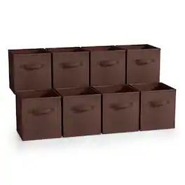 Sorbus - Fabric Storage Cubes - 8 Foldable Storage Bins for Organizing Pantry, Cubbies, Toy Box - Clothes Storage - Chocolate