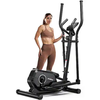 Front. Pooboo - Magnetic Elliptical Exercise Machine, Elliptical Trainer Fitness Equipment for Home Gym Cardio Workout - Black.