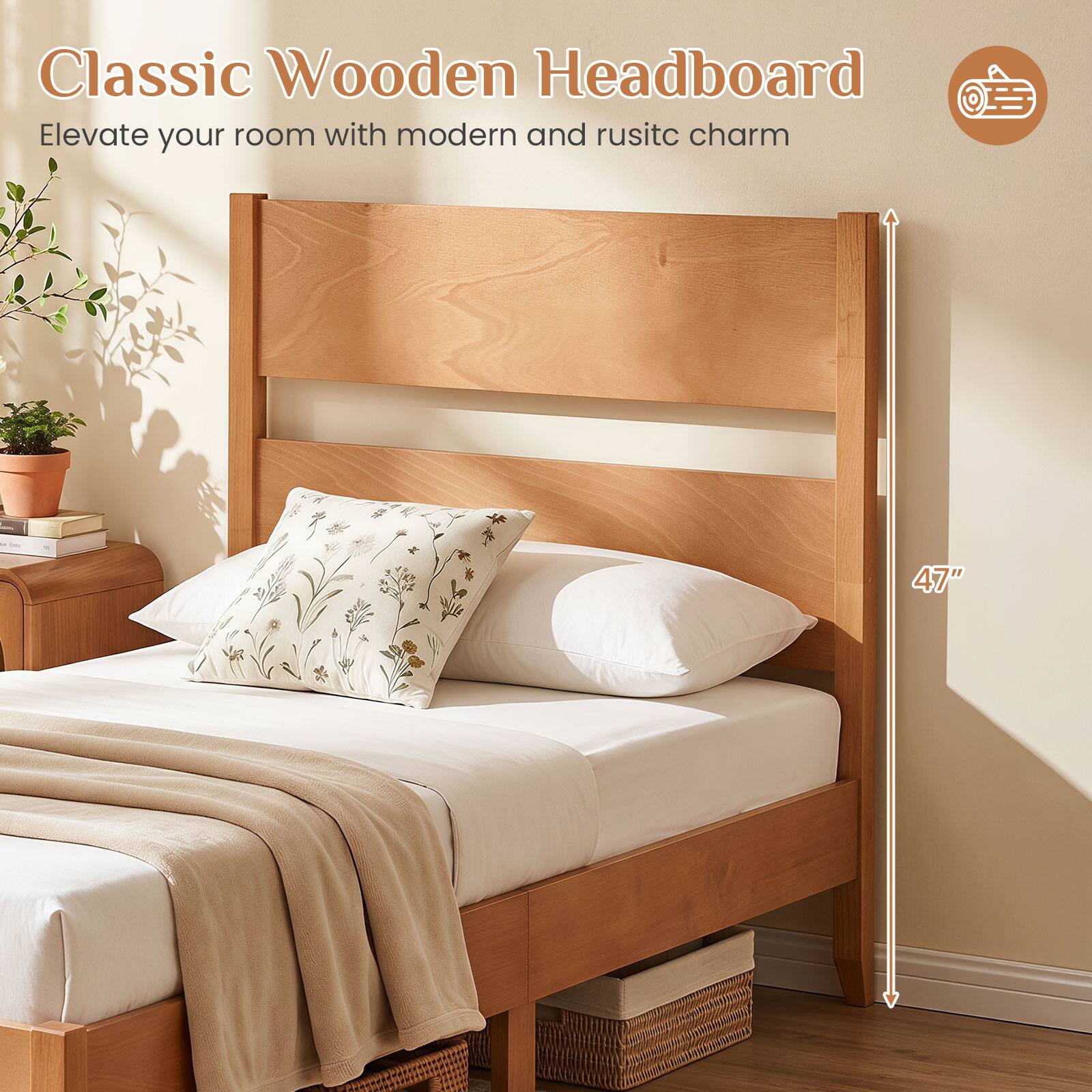 Classic Wooden Headboard  
Elevate your room with modern and rustic charm  
47"