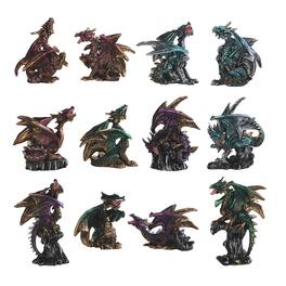 FC Design - 12-PC Dragons Different Poses 2"-4"H Figurine Statue Set Office Desk Tabletop Medieval Gaming Home Decor Gift - Multi-Color