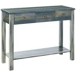 Manhattan Lane - Glancio Beautiful Console Table - Antique White & Teal