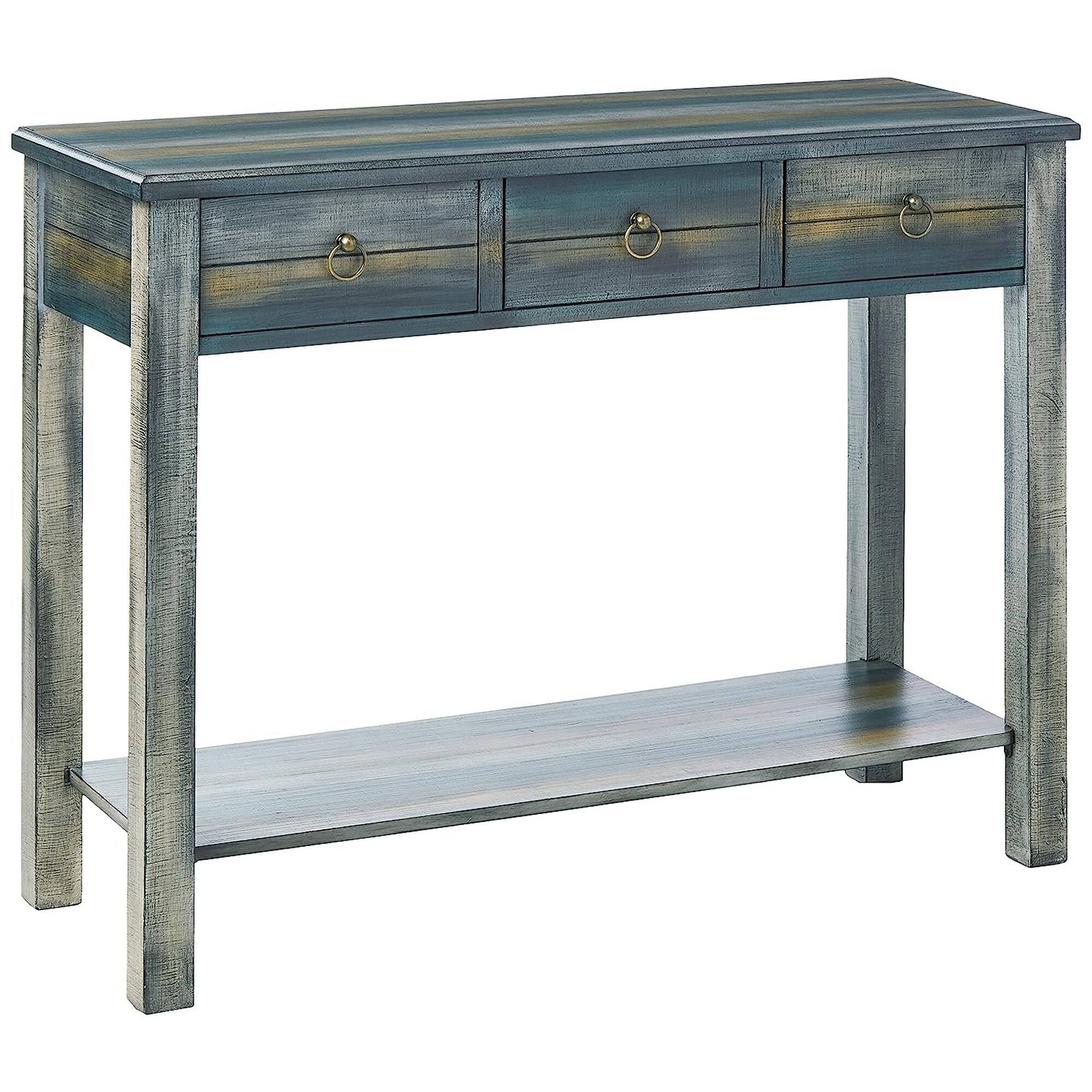 Manhattan Lane - Glancio Beautiful Console Table - Antique White & Teal