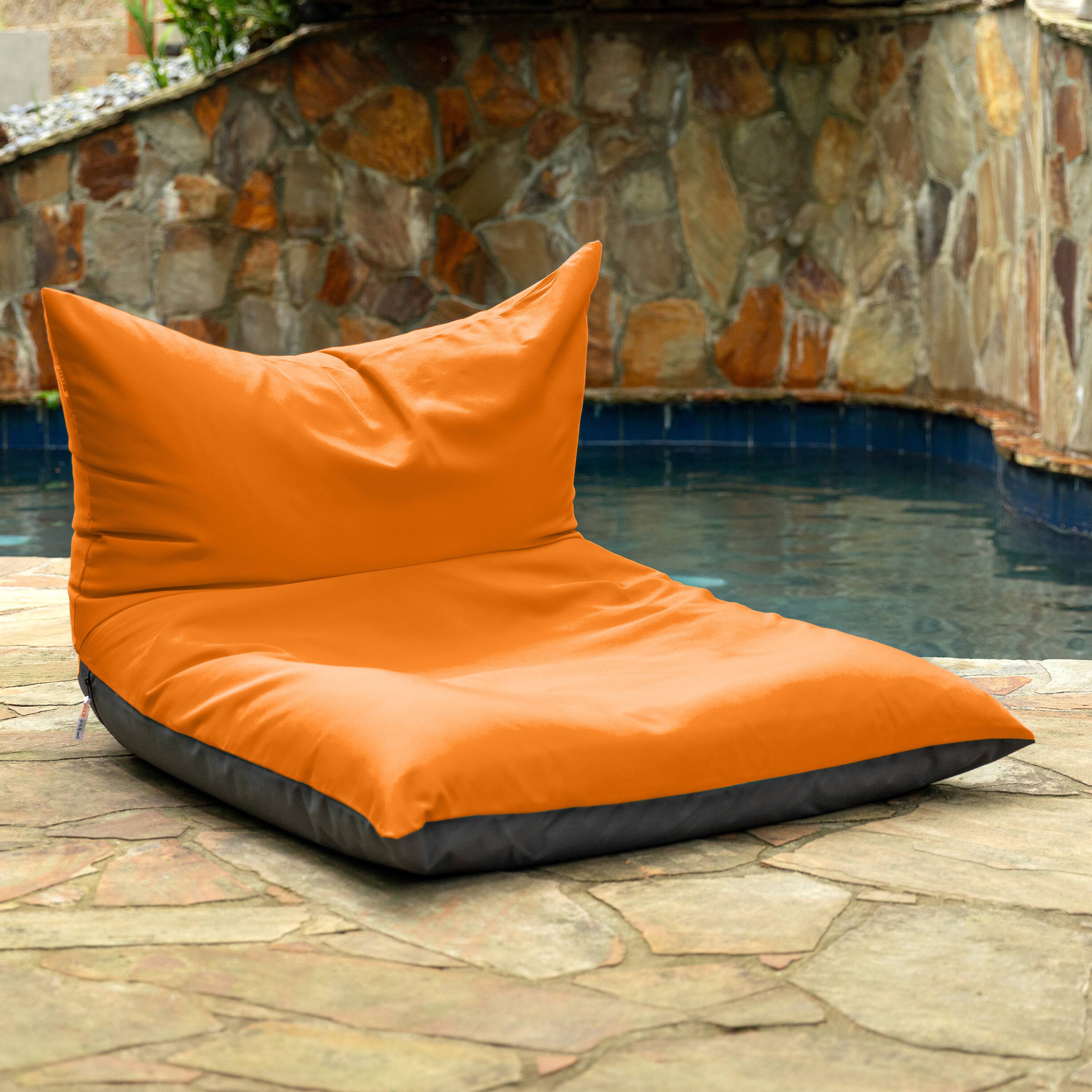 Alt View 1. Jaxx - Jaxx Finster Outdoor Bean Bag Lounge Chair - Sunbrella Tangerine - Sunbrella Tangerine.
