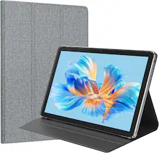 Front. FEONAL - 10.1 Inch Android Tablet, 2025 Newest Android 13 Tablet 128GB ROM+16GB RAM +1TB TF Expand, Octa-Core with Leather Case - Silver.