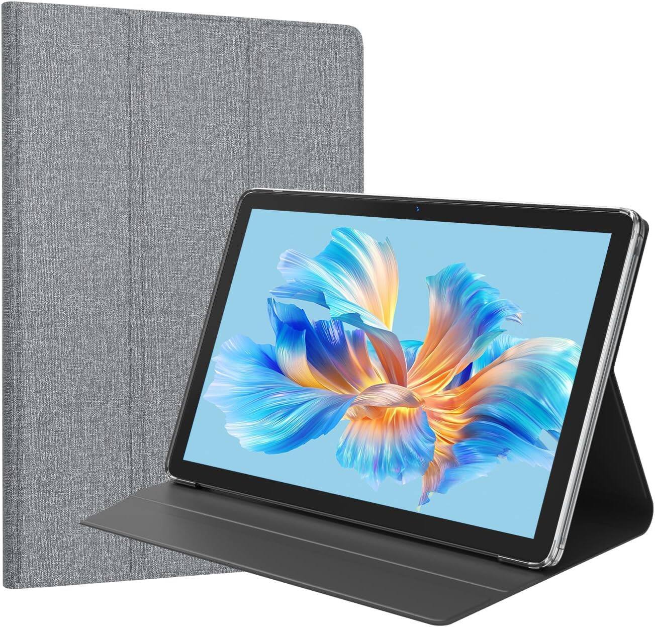 FEONAL - 10.1 Inch Android Tablet, 2025 Newest Android 13 Tablet 128GB ROM+16GB RAM +1TB TF Expand, Octa-Core with Leather Case - Silver