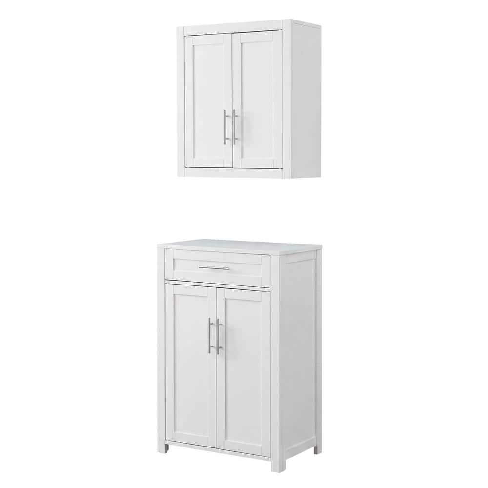 Crosley Furniture - Savannah 2-Piece Storage Cabinet Set - Storage Cabinet & Wall Cabinet - White
