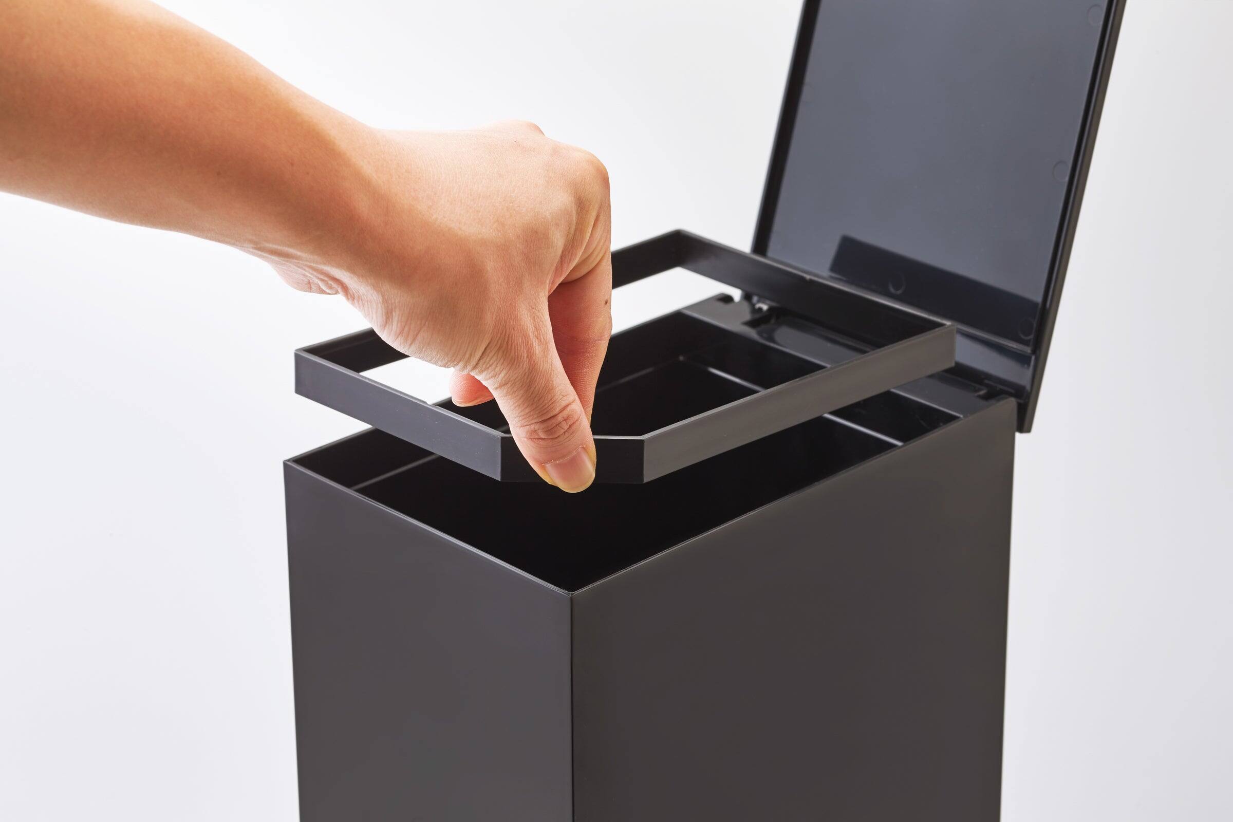 Alt View 9. Yamazaki Home - Step Trash Can - Black.