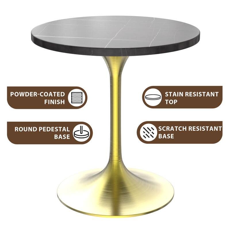 POWDER-COATED FINISH  
STAIN RESISTANT TOP  
ROUND PEDESTAL BASE  
SCRATCH RESISTANT BASE