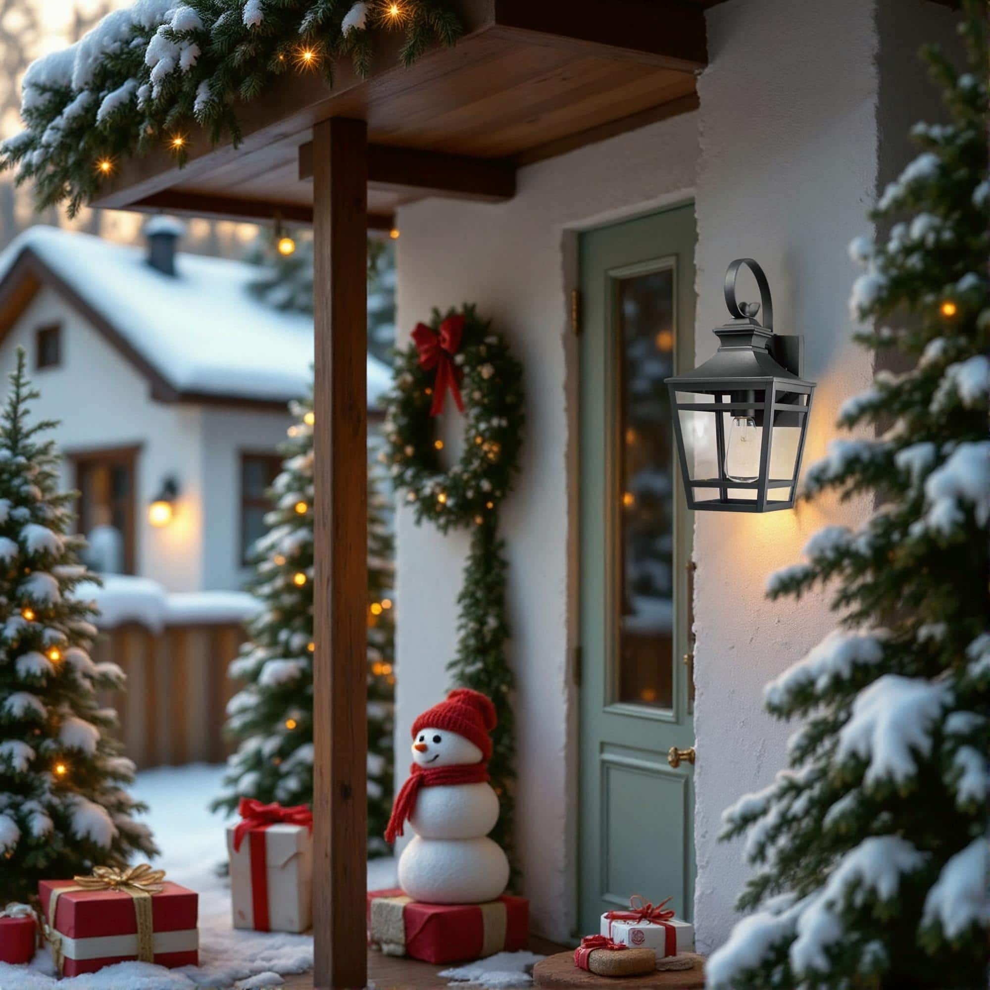 Akoasm - Large Black Waterproof Outdoor Wall Lights Fixtures Wall Mount with Clear Glass for Patio Hallway Garage (1 pack)