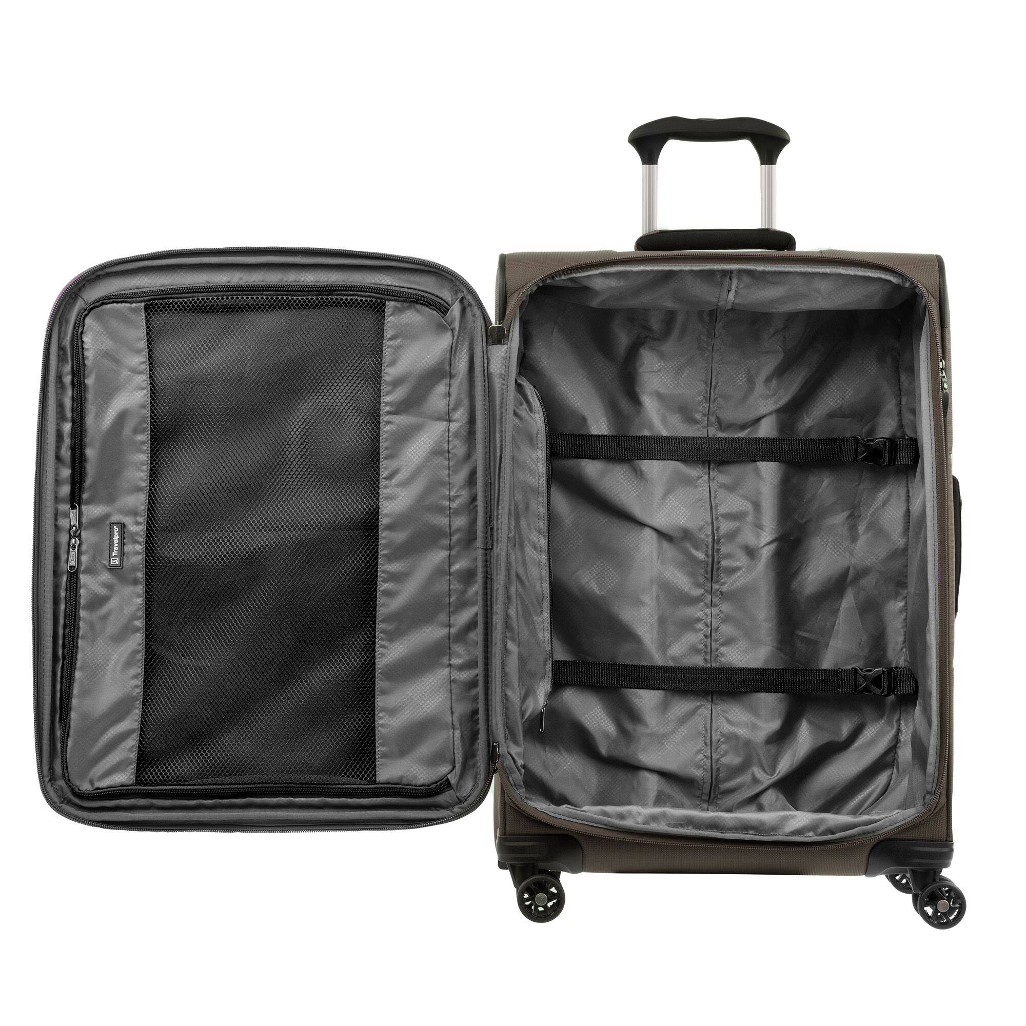 Angle. Travelpro - Tourlite Softside Expandable 25" Checked Spinner Luggage - Espresso.