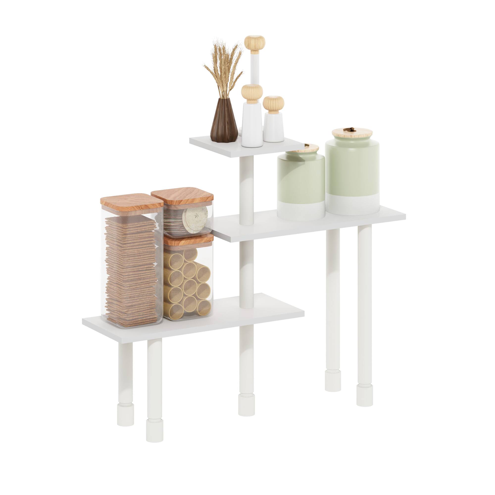 Alt View 3. Furinno - Turn-N-Tube 3-Tier Multipurpose Corner Countertop Organizer Shelf - White/White.