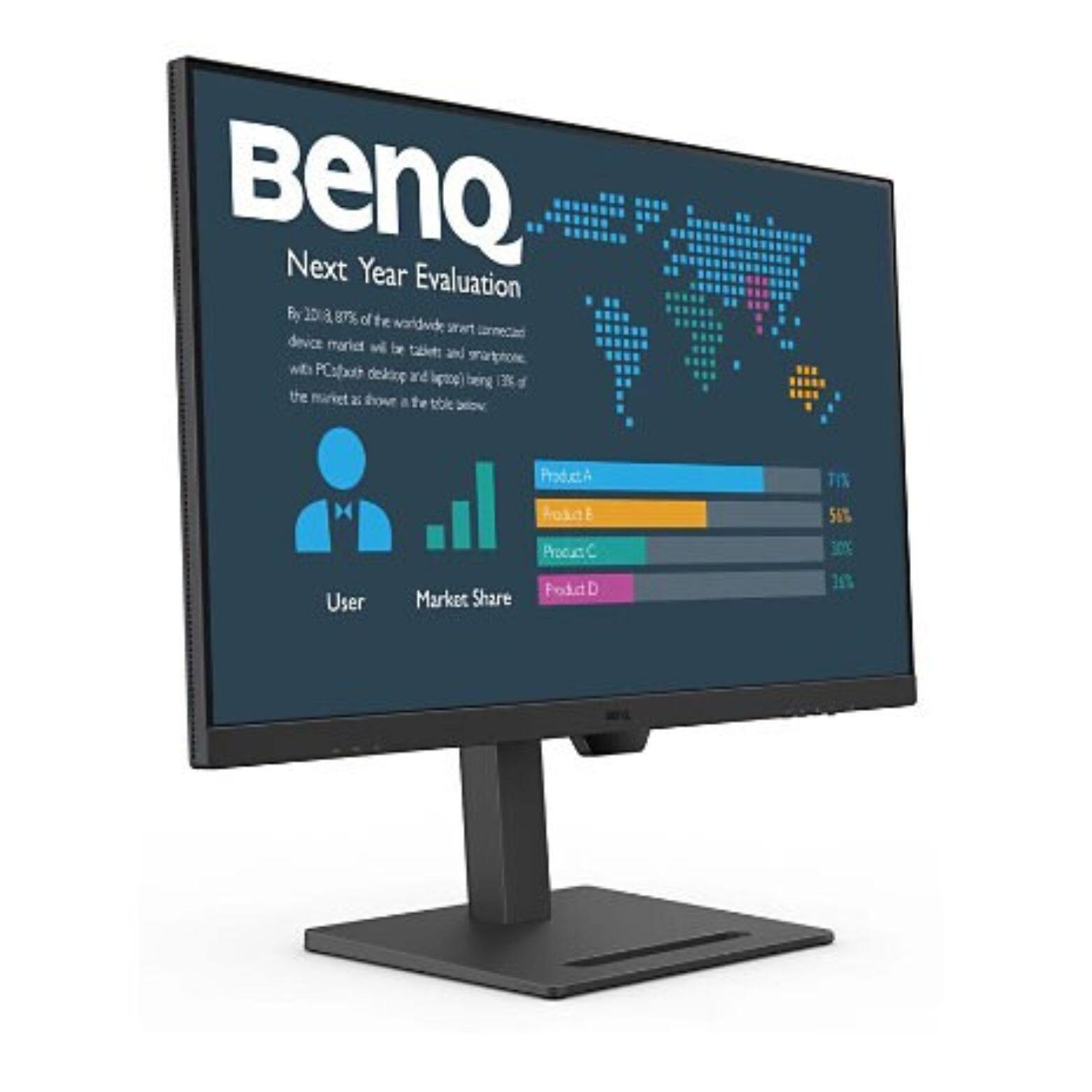 BenQ Next Year Evaluation

By 2018, 87% of the worldwide connected device market will be tablets and smartphones with PC/cloud desktop and laptop being the market share as shown in the table below:

Product | User | Market Share
--------|------|--------------
Product A | 71% | 51%
Product B | 29% | 49%