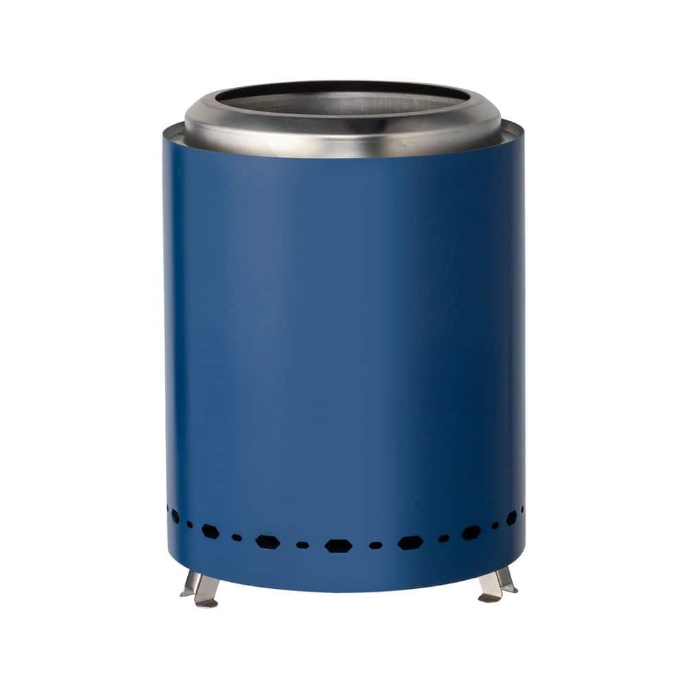 Resenkos - 7.1*7.1*9.7In Smokeless Fire Pit With Enhanced Safety, Outdoor Fireplace For Camping, Fire Resistance, Silver - Blue