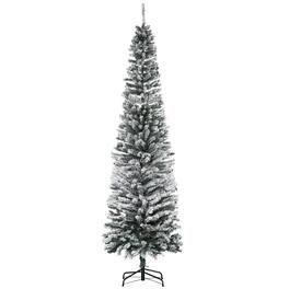 Homcom - Tall Unlit Snow-Flocked Slim Artificial Christmas Tree with Realistic Branches and 738 Tips - Green