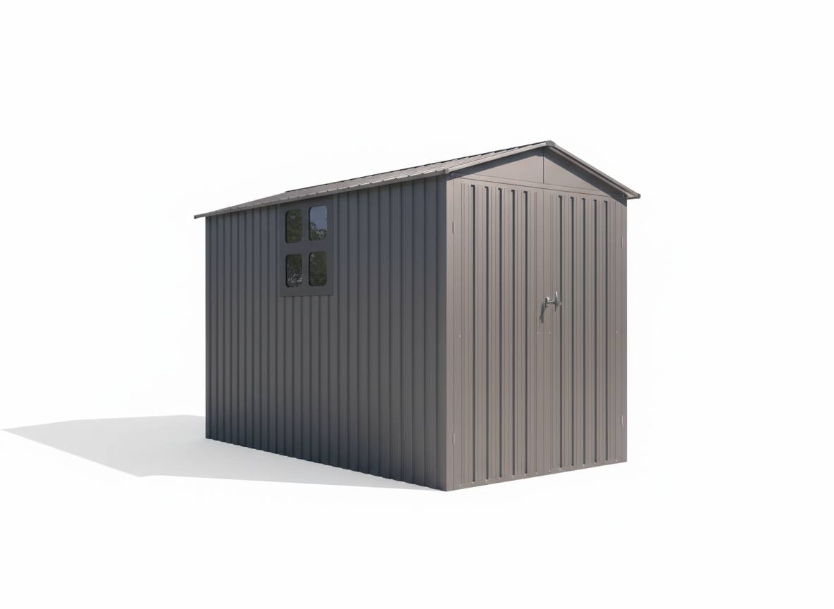 Alt View 7. Loheer - Loheer Motorcycle Storage Shed with Window 66 by 121 Inch Grey and White Outdoor Shed.