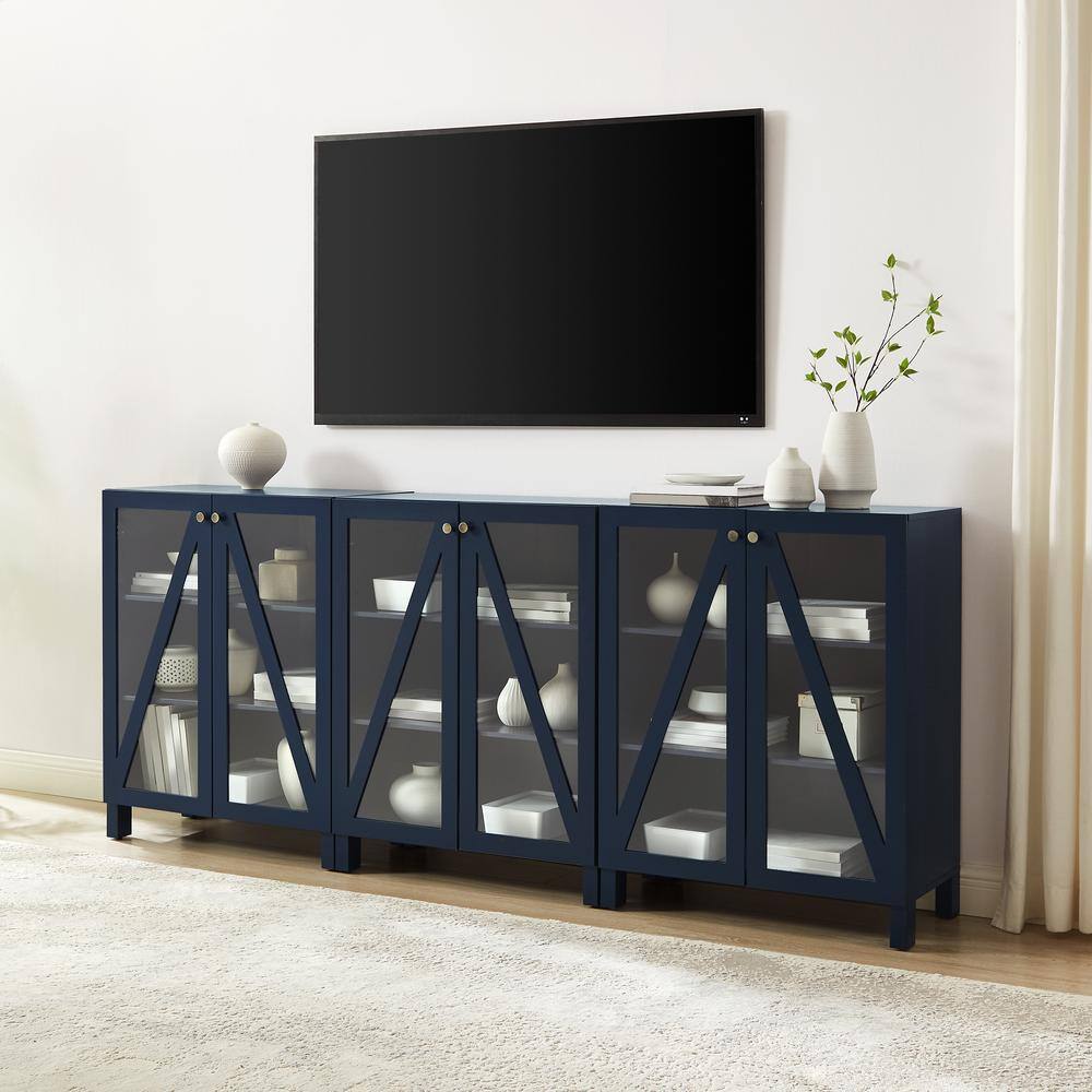 Alt View 10. Crosley Furniture - Cassai 3-Piece Media Sideboard Cabinet Set - 3 Storage Pantries - Navy.