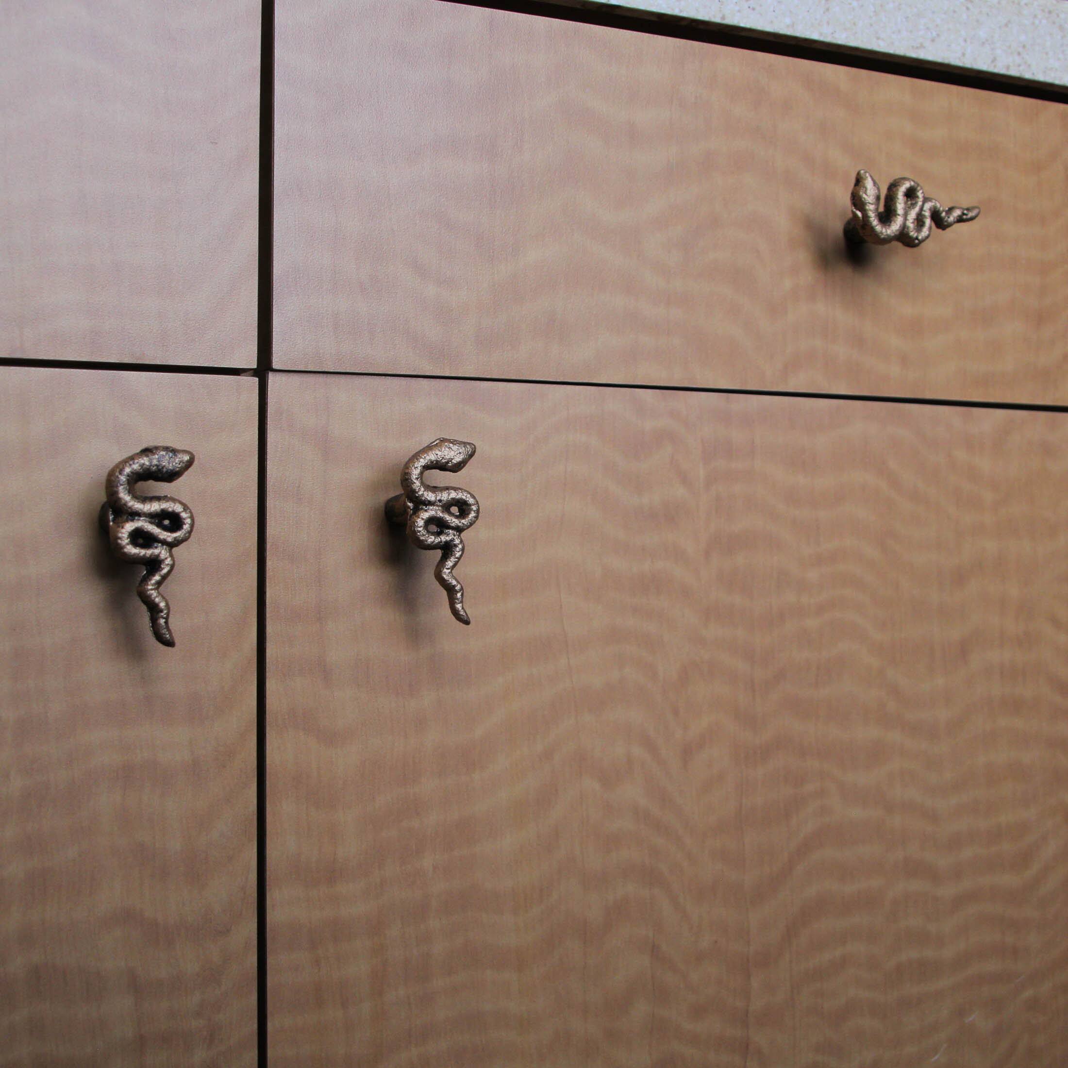 Alt View 5. Zeckos - Set of 6 Gold Gothic Snake Drawer Pulls - 2.25" x 1" - Cabinet Decor - Gold.