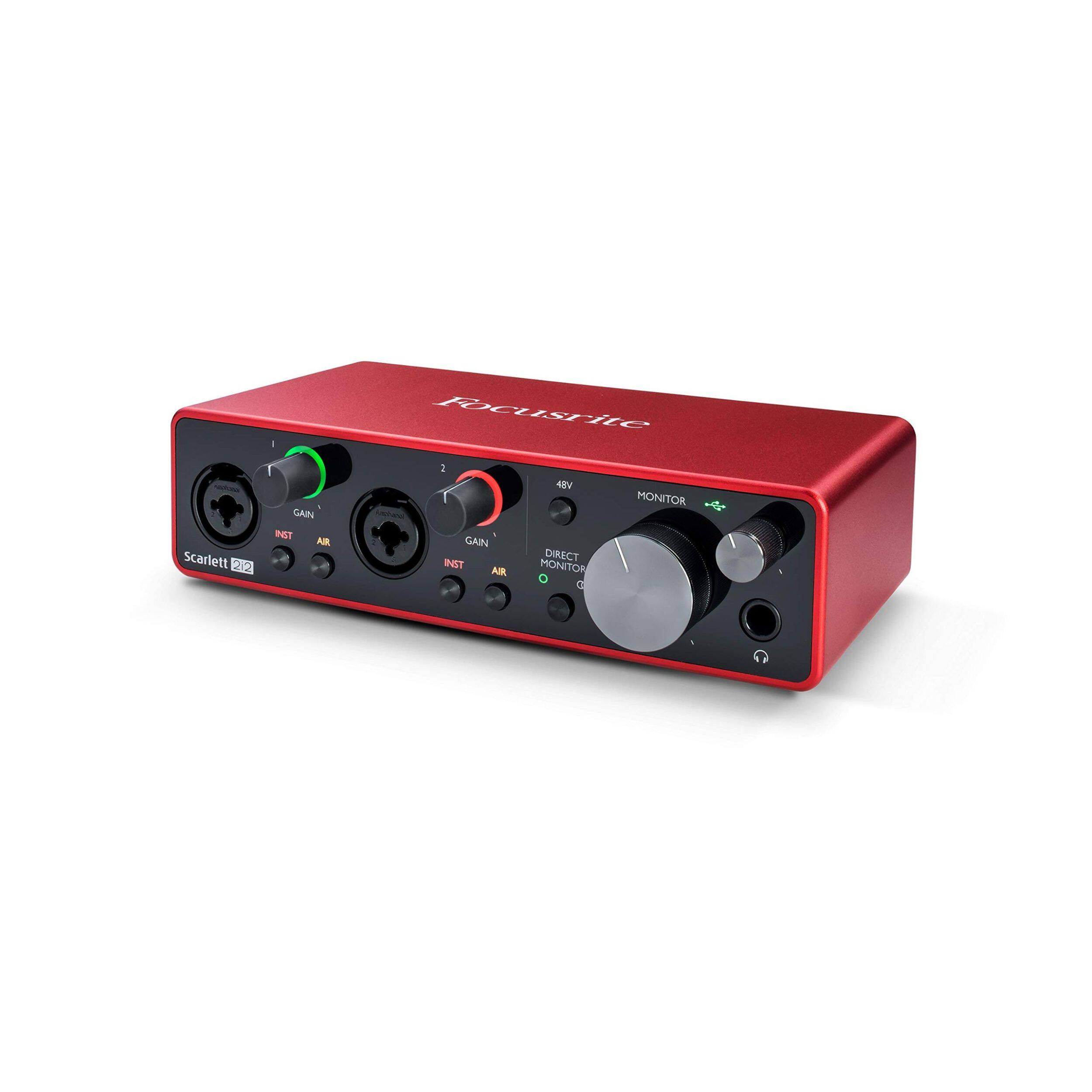 Scarlett 2i2

FOCUSRITE

GAIN
INST AIR

GAIN
INST AIR

MONITOR

DIRECT MONITOR

48V

Scarlett 2i2