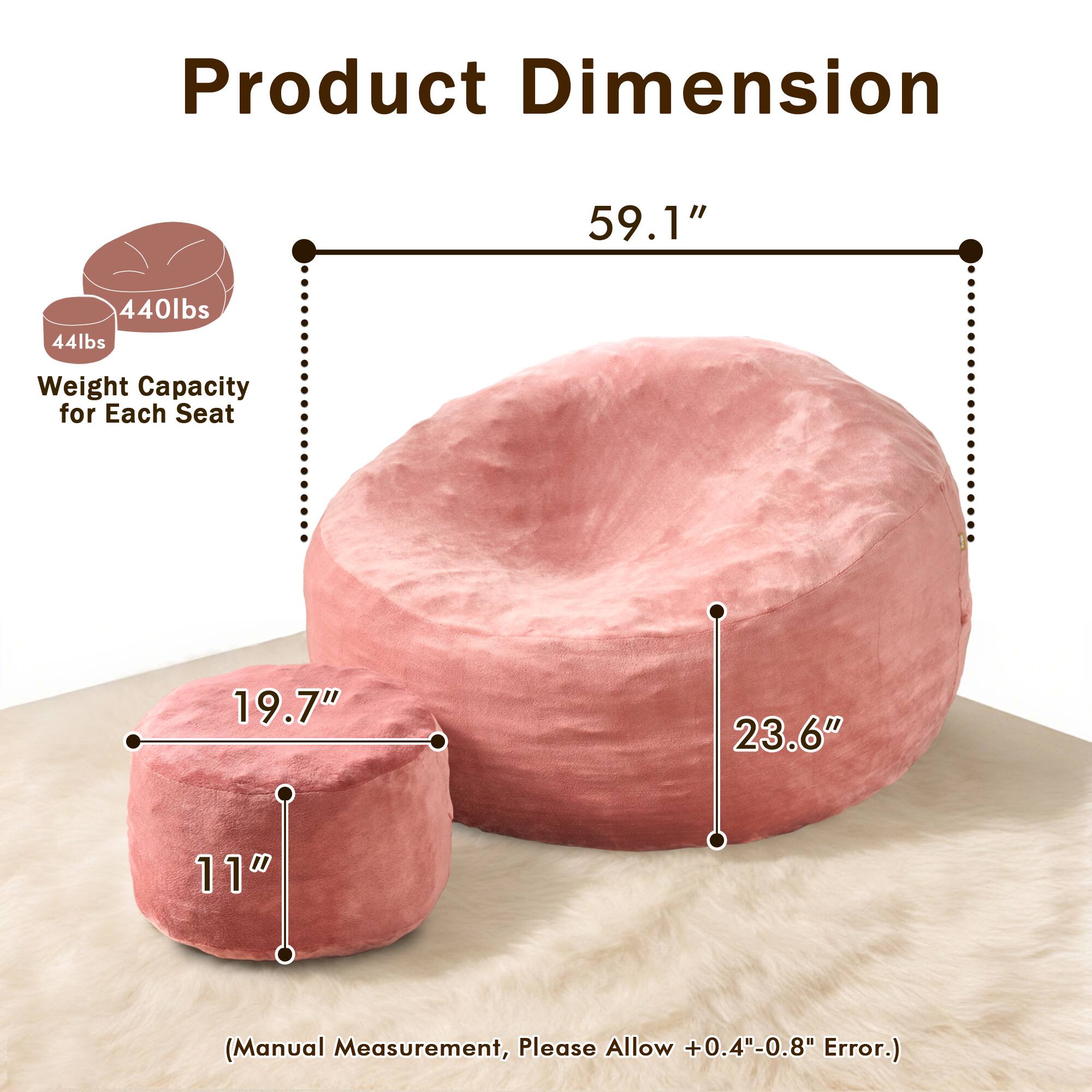 Product Dimension

59.1"

Weight Capacity for Each Seat: 44lbs

19.7" x 23.6" x 11"

(Manual Measurement, Please Allow +0.4"-0.8" Error.)