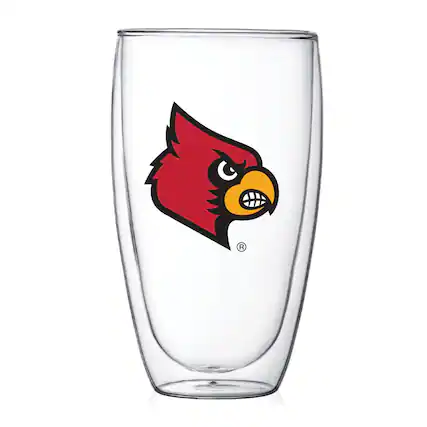 Front. Indigo Falls - Louisville Cardinals 15oz. Double Wall Thermo Glass - Multicolor.