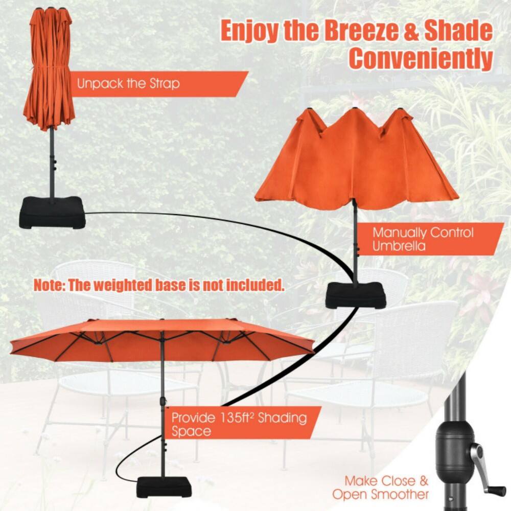 Enjoy the Breeze & Shade Conveniently

Unpack the Strap

Manually Control Umbrella

Provide 135ft² Shading Space

Make Close & Open Smoother

Note: The weighted base is not included.