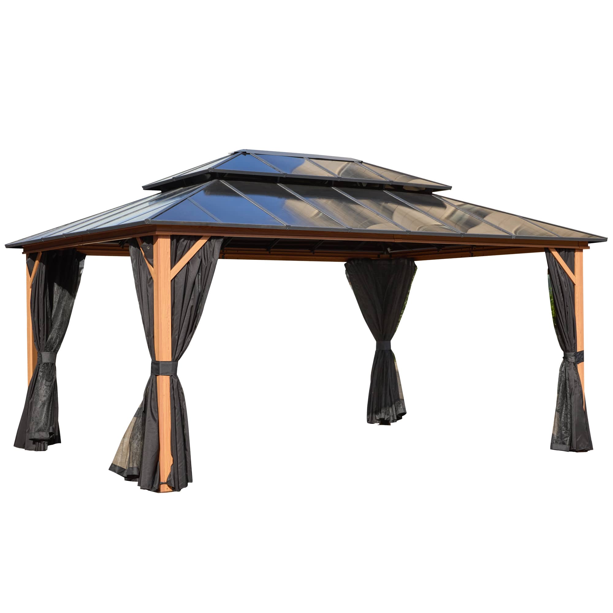 Front. U-HOMY - 12'x16' Aluminum Double-Roof Gazebo - AluminumFrame.